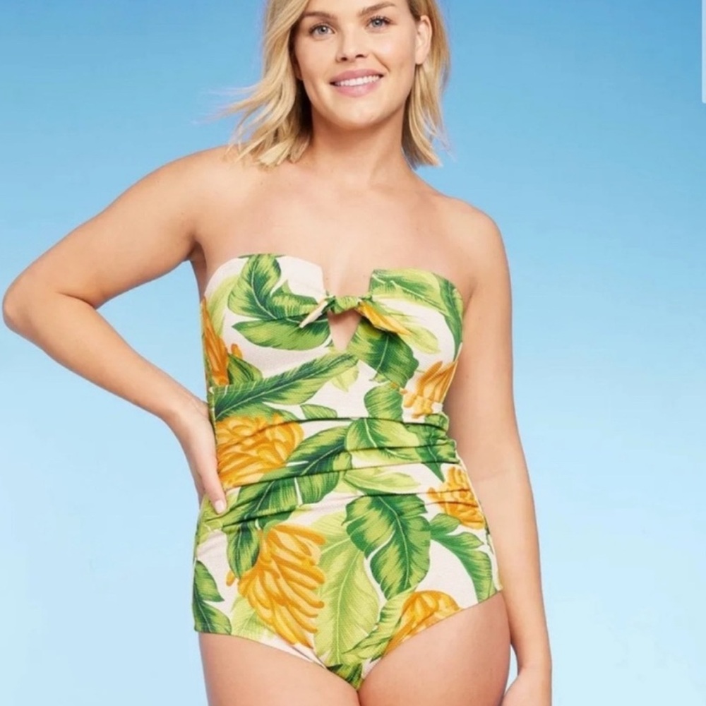 Kona Sol Tropical Green and Yellow One Piece Swimsuit